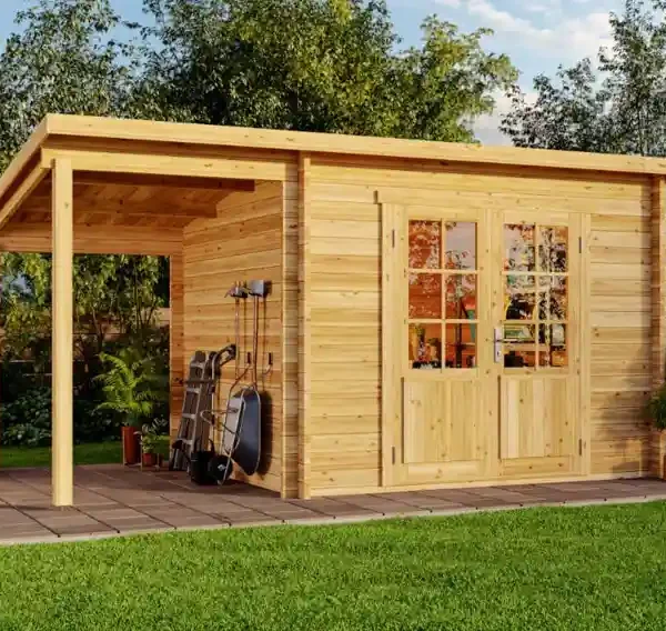 Abri de Jardin en Bois 5m² Maria – Toit en Pente, Parois 40 mm